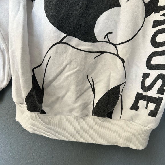 Vintage Mickey Mouse 80s Double Printed Sweatshirt White Oversized Size Small - Picture 3 of 11